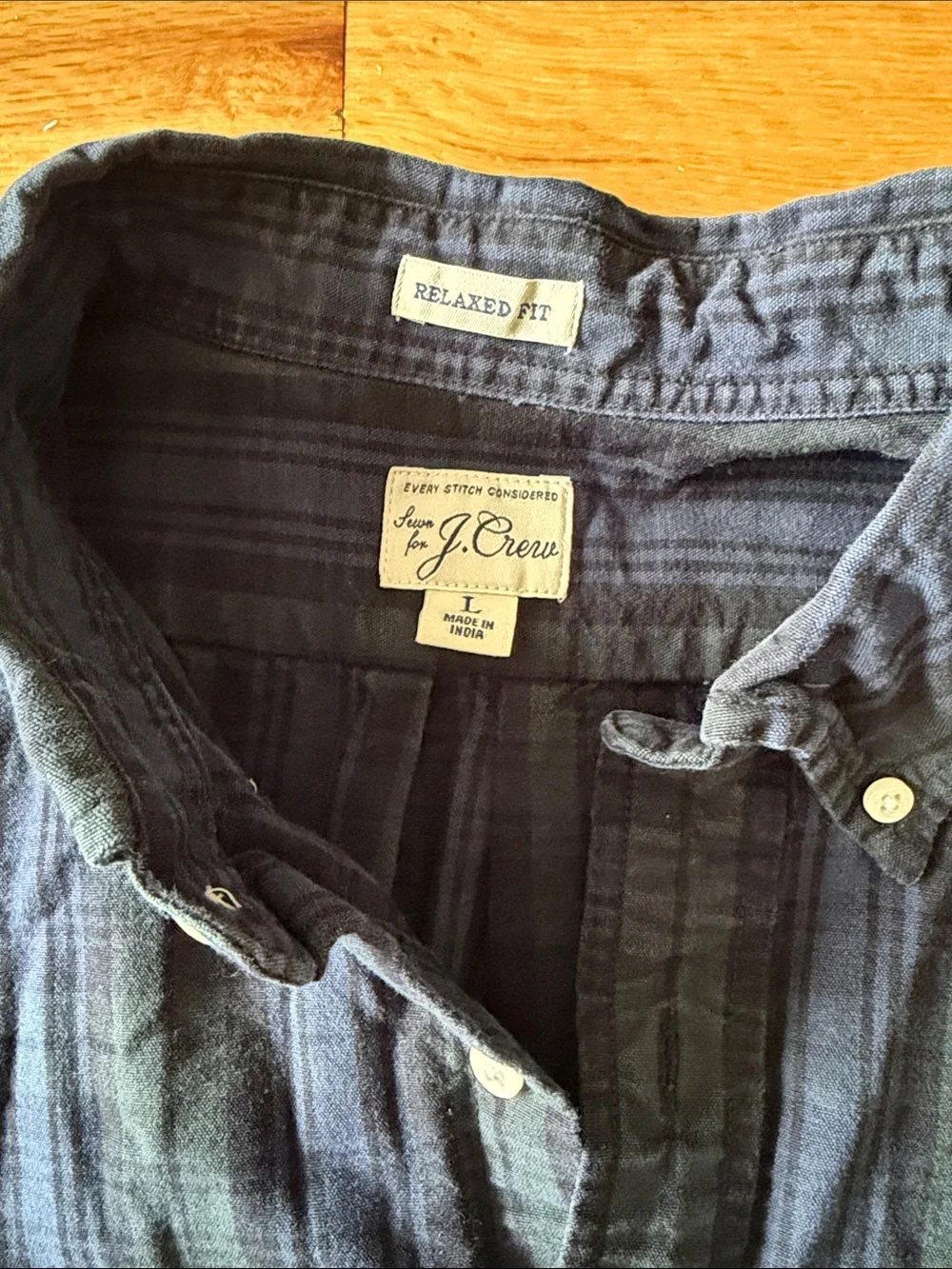 J crew Classic Navy/green  Plaid Button-Down Shirt - Men